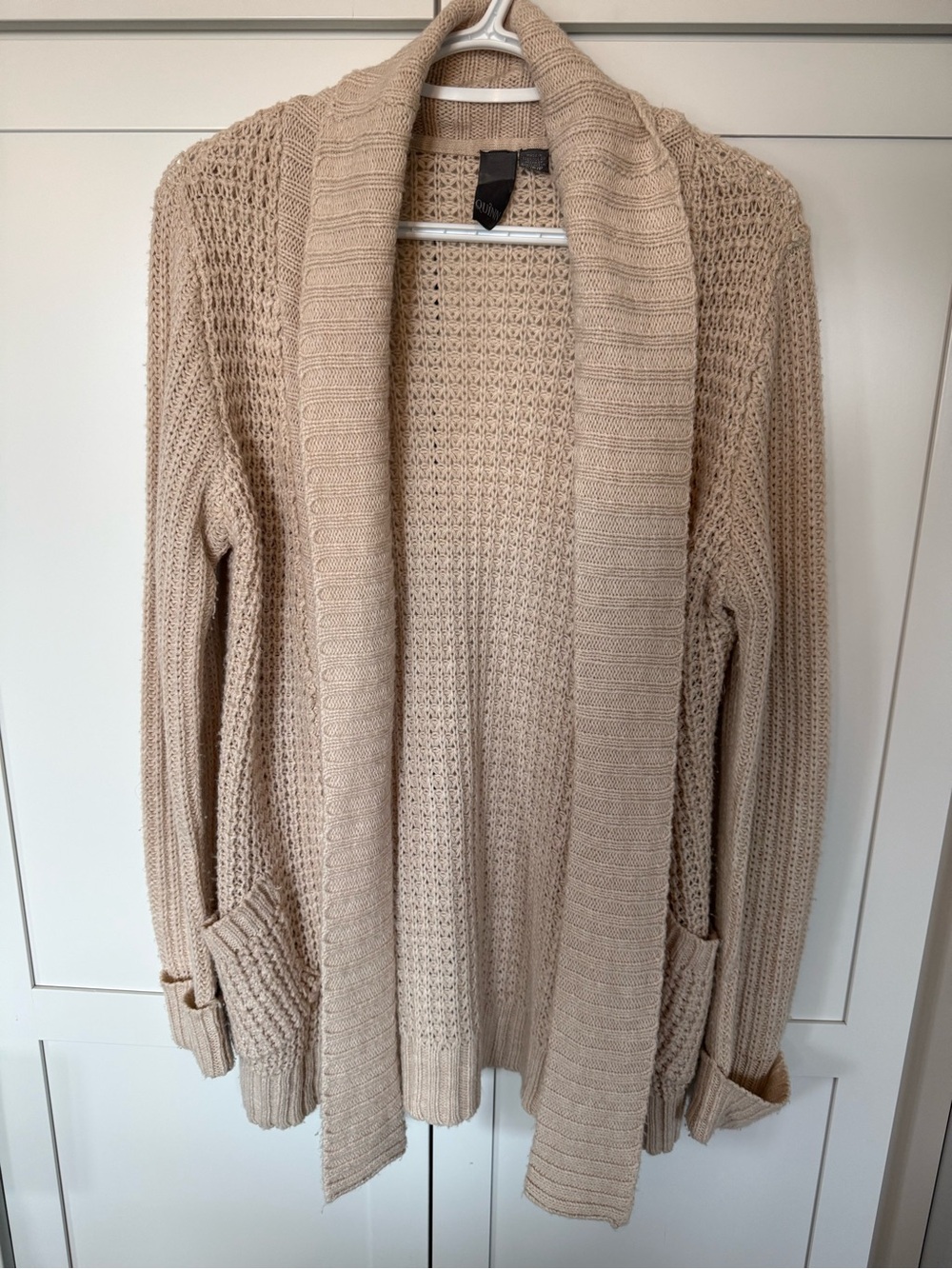 Cozy Cream Knit Cardigan Sweater with front pockets